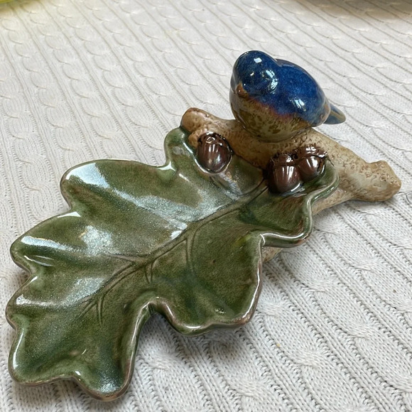 Other - Tabletop birdbath. 13”x 8” leaf bluebird branch acorn. No chips or cracks.